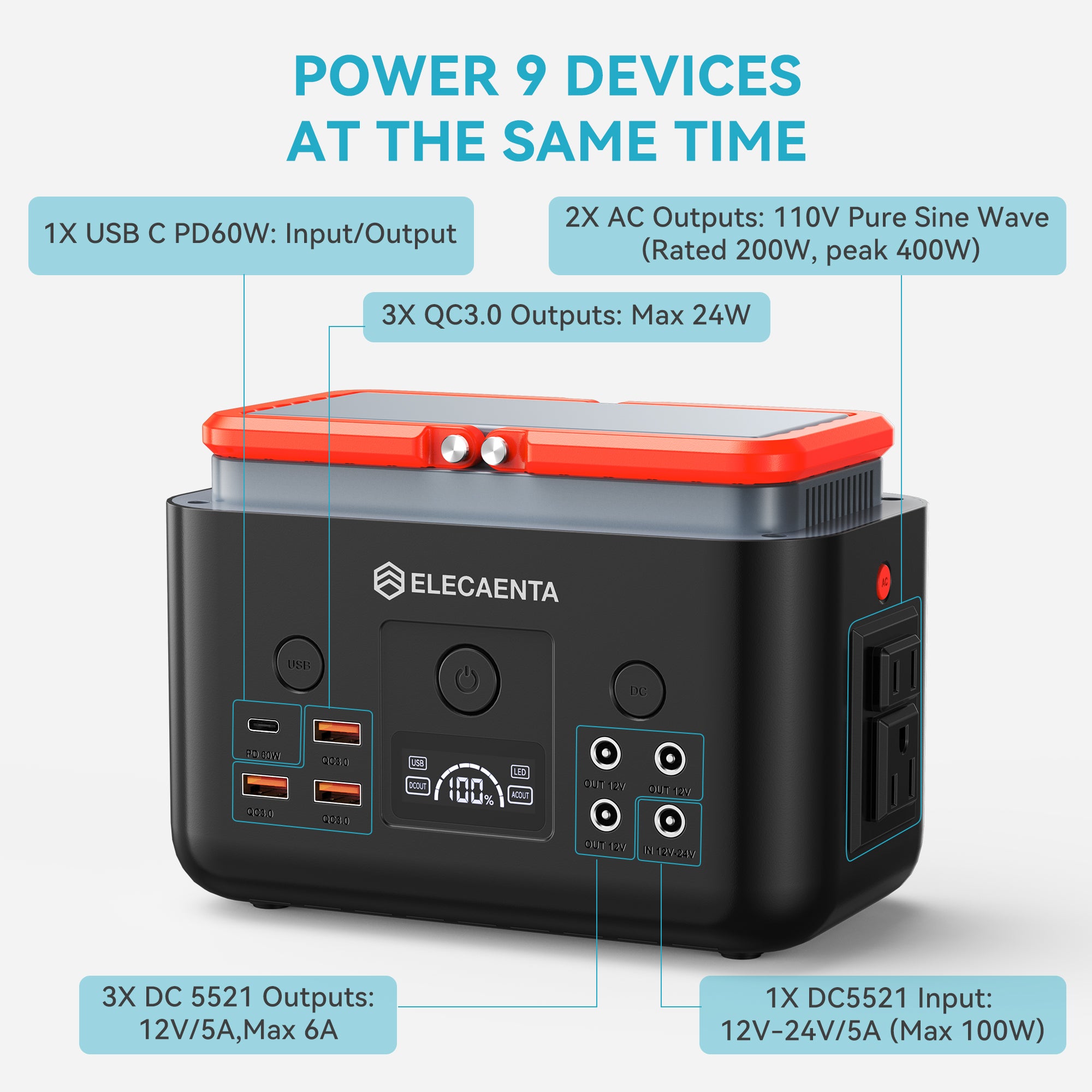 Mars EM200 Portable Power Station | 200W 200Wh – ELECAENTA