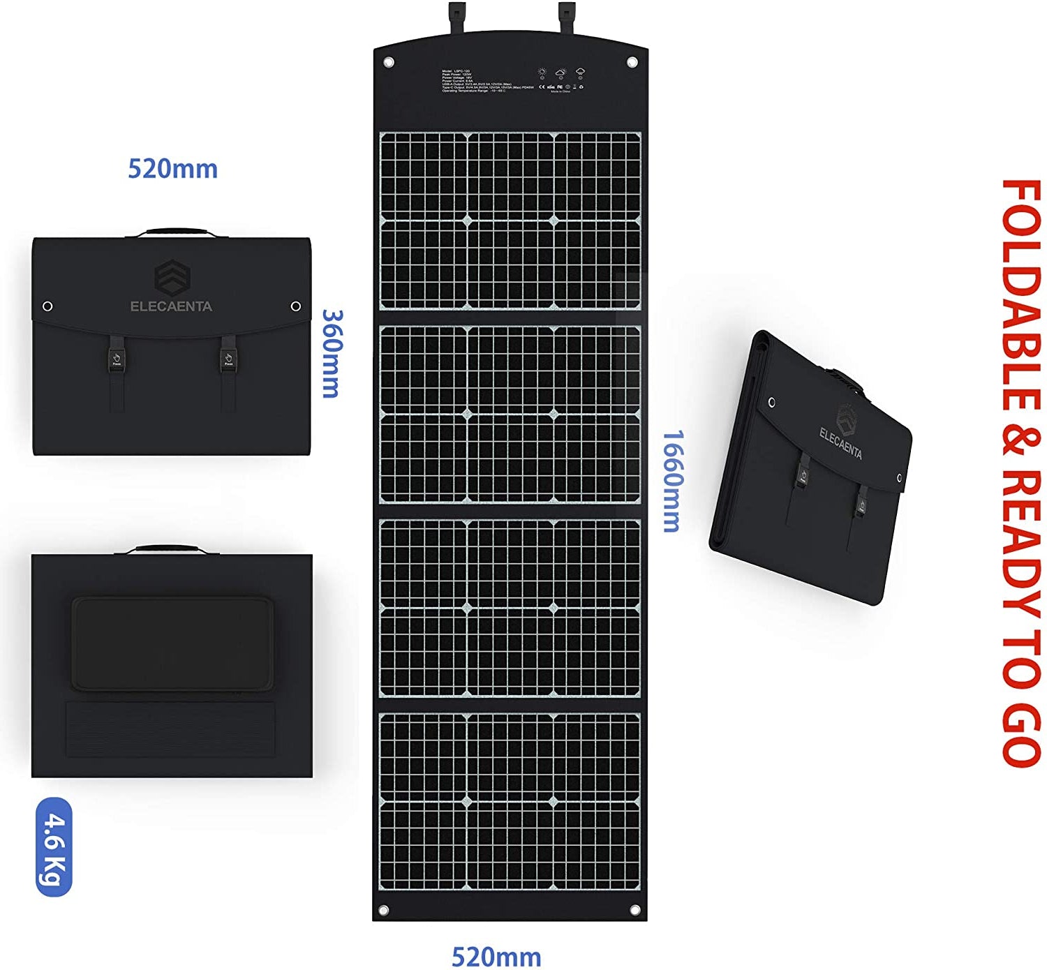 ア*リ様 ELECAENTA LSFC-120ソーラーパネル LSFC 120W Portable Solar Panel – ELECAENTA